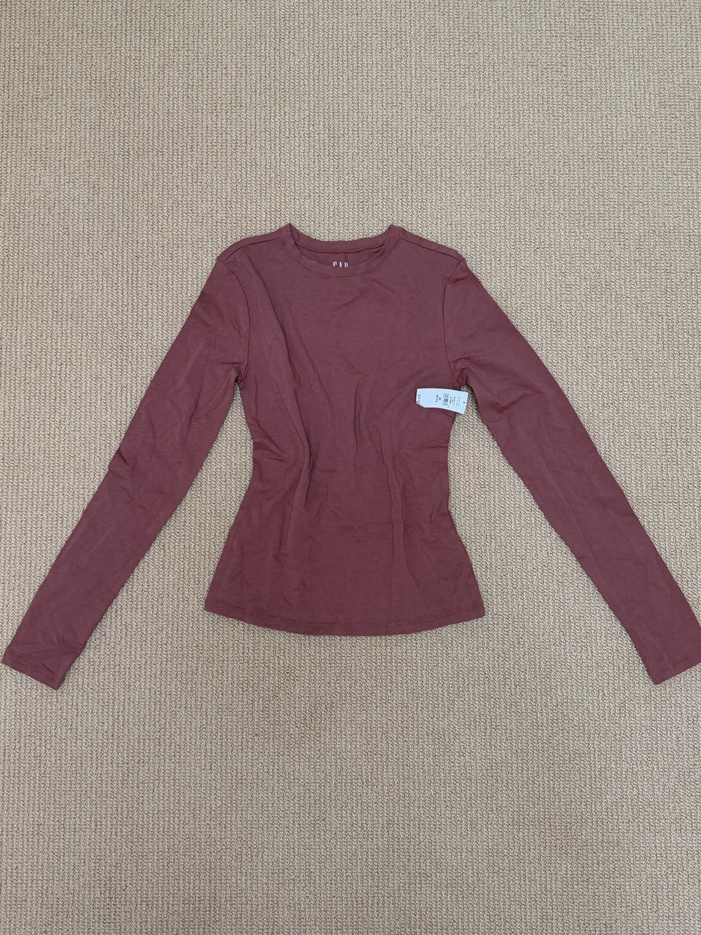 GAP Long-Sleeve Crewneck Top in Dusty Rose